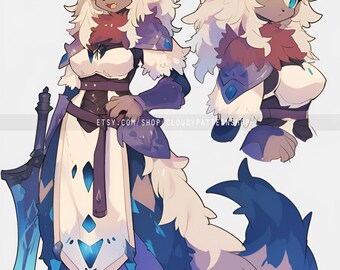 Adoptable | Knight Fursona, Original Adopt, Furry, Character for Roleplaying, DnD, Reference, AI Adopt