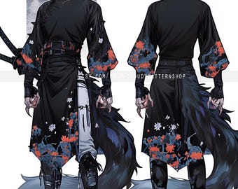 Adoptable | Dark Wolf Anthro, Original Adopt, Fursona, Character for Roleplaying, DnD, Reference, AI Adopt