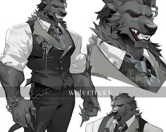 Adoptable | Gray Vampire Furry, Original Adopt, Fursona, Character for Roleplaying, DnD, Reference, AI Adopt