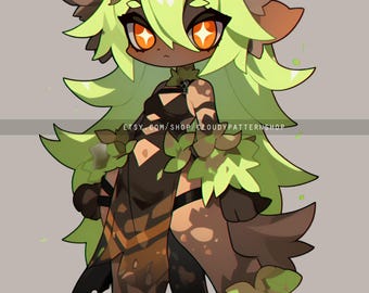Adoptable | Green Druid Furry, Original Adopt, Fursona, Character for Roleplaying, DnD, Reference, AI Adopt