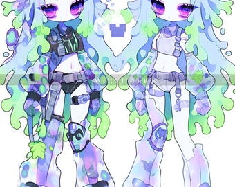 Adoptable | Purple Slime Girl, Original Adopt, Fursona, Character for Roleplaying, DnD, Reference, AI Adopt