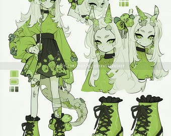 Adoptable | Slime Anime Girl, Original Adopt, Fursona, Character for Roleplaying, DnD, Reference, AI Adopt