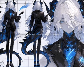 Adoptable | Sapphire Dragonborn Anthro, Original Adopt, Fursona, Character for Roleplaying, DnD, Reference, AI Adopt