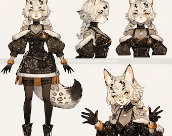 Adoptable | White Leopard Furry, Original Adopt, Fursona, Character for Roleplaying, DnD, Reference, AI Adopt