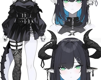 Adoptable | Gothic Diva Demon, Original Adopt, Character for Roleplaying, DnD, Reference, AI Adopt