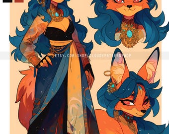 Adoptable | Desert Dancer Furry, Original Adopt, Fursona, Character for Roleplaying, DnD, Reference, AI Adopt
