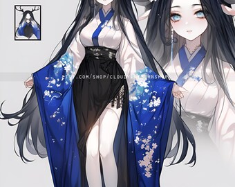 Adoptable | Sakura Night Demon, Original Adopt, Fursona, Character for Roleplaying, DnD, Reference, AI Adopt