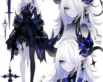 Adoptable | Twilight Demon, Original Adopt, Fursona, Character for Roleplaying, DnD, Reference, AI Adopt