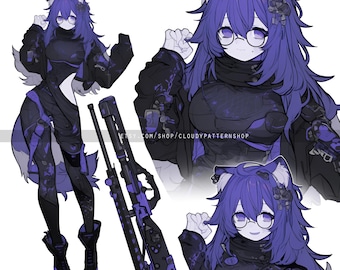 Adoptable | Purple Hunter Furry, Original Adopt, Fursona, Character for Roleplaying, DnD, Reference, AI Adopt