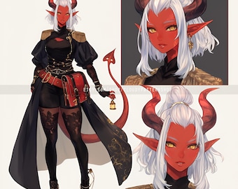 Adoptable | Hellborn Tiefling Commander, Original Adopt, Character for Roleplaying, DnD, Reference, AI Adopt