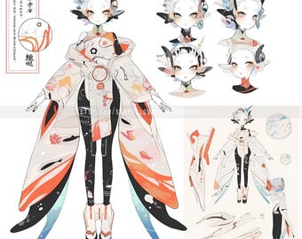 Adoptable | Space Koi-Styled Alien, Original Adopt, Fursona, Character for Roleplaying, DnD, Reference, AI Adopt