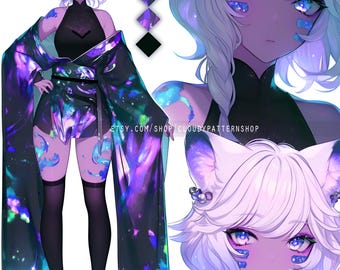 Adoptable | Cosmic Painter Anthro, Original Adopt, Fursona, Character for Roleplaying, DnD, Reference, AI Adopt