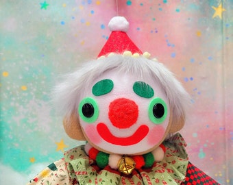 OOAK Cuddly Plush Clown - Christmas Forest Friends