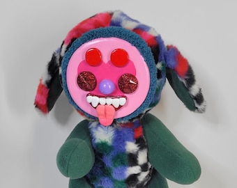 OOAK Cuddly Plush Clay Face Monster - Vex