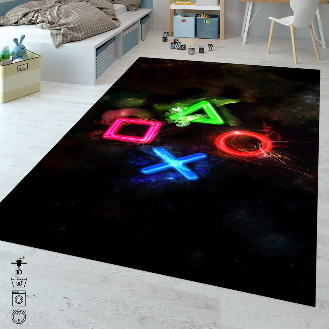 Game Console Rug, Gamer Rug, PC Game Patterned Rug, Aesthetic Rug, Area ...