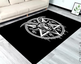 Satanic Pentagram Rug,Satanic Dark Skull Rug,Goatboi Rug, Satanic Decor, Horror Rug, Devil Rug,Devil Board Rug,Custom Rug,Bedroom Rug