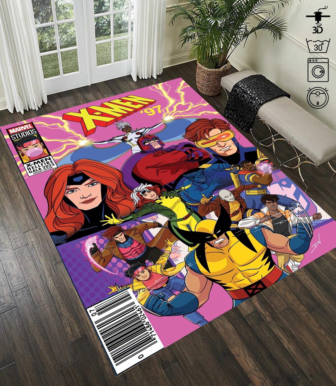 X-men Comic Book Rug: Kids Room Decor, Movie Cartoon Carpet - Etsy