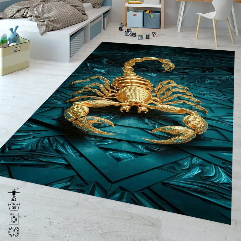 Gold Scorpion Patterned Rug,diamond Animal Aesthetic Rug,animal Print ...