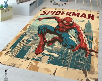 Web Of Spiderman Rug, Retro Comic Book Style,Movies Rug,Spider Man,Kid Rug,Gift Rug