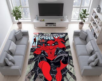 Spiderman Rug,Web Of Spiderman,Retro Spider Rug,Comic Book Rug,Movies Rug,Spider Man,Kid Rug,Gift Rug,Modern Rug,Awesome Hypebeast Decor