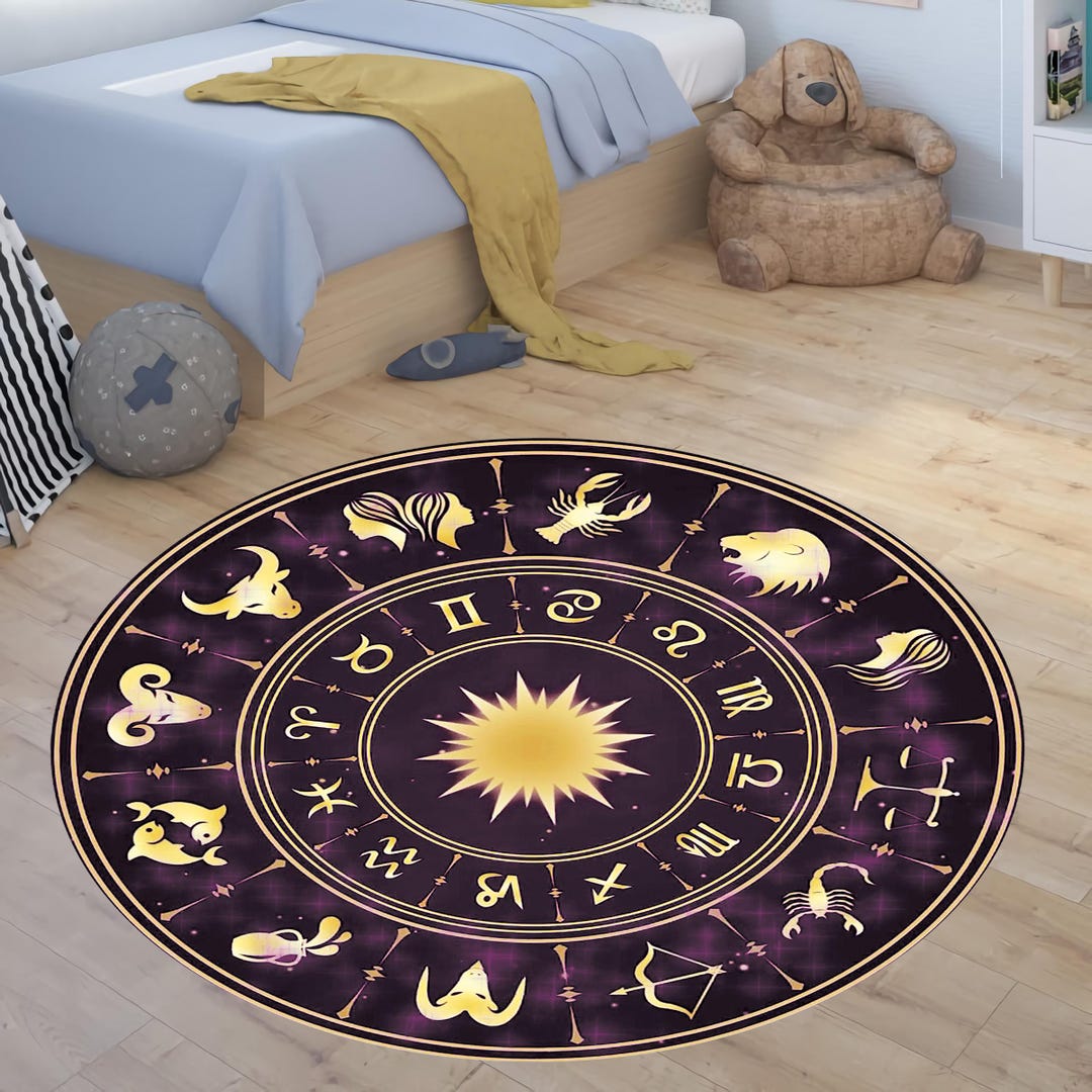 Zodiac Sign Rug Zodiac Signs Round Rug: Custom Decor Carpet - Etsy