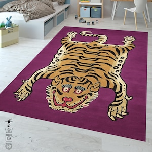 Tiger Rug,Tibetan Tiger Rug,Tiger Art, Japanese Art,Tiger in East Asian Art,  Japanese Painting, Myth Rug, Animal Themed Rug,Living Room Rug