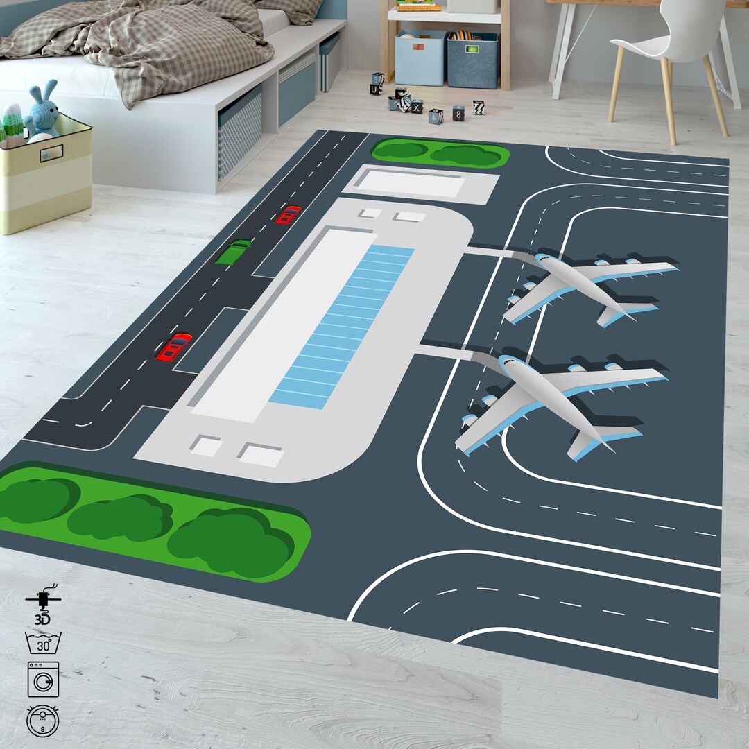 Airport Top View Rug: Airplane Terminal Illustration - Etsy