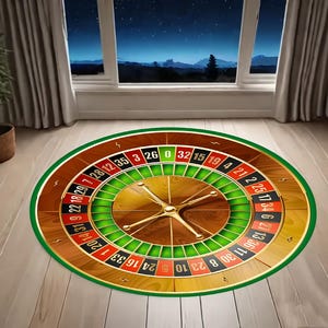 Rond tapijt casinoroulettetafel, ronde gokmat, speelkamertapijt, casinodecor, gamingtapijt, rond tapijt woonkamer, rond tapijt cadeau