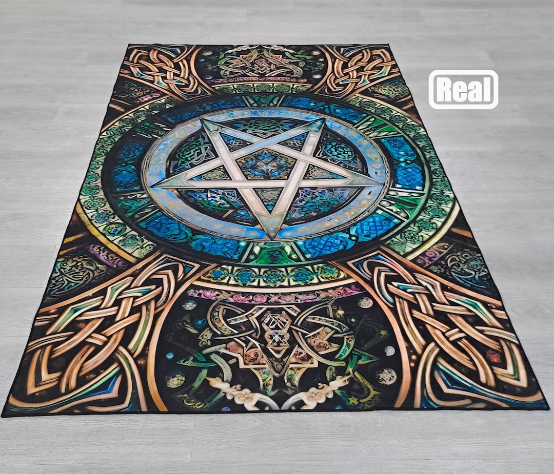 Celtic Pentagram Area Rug, Mystical Pagan Symbol Carpet, Sacred ...