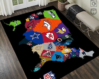 American Football Team Carpet, Sports Decor, Mancave Rug, Kids Room Decoration