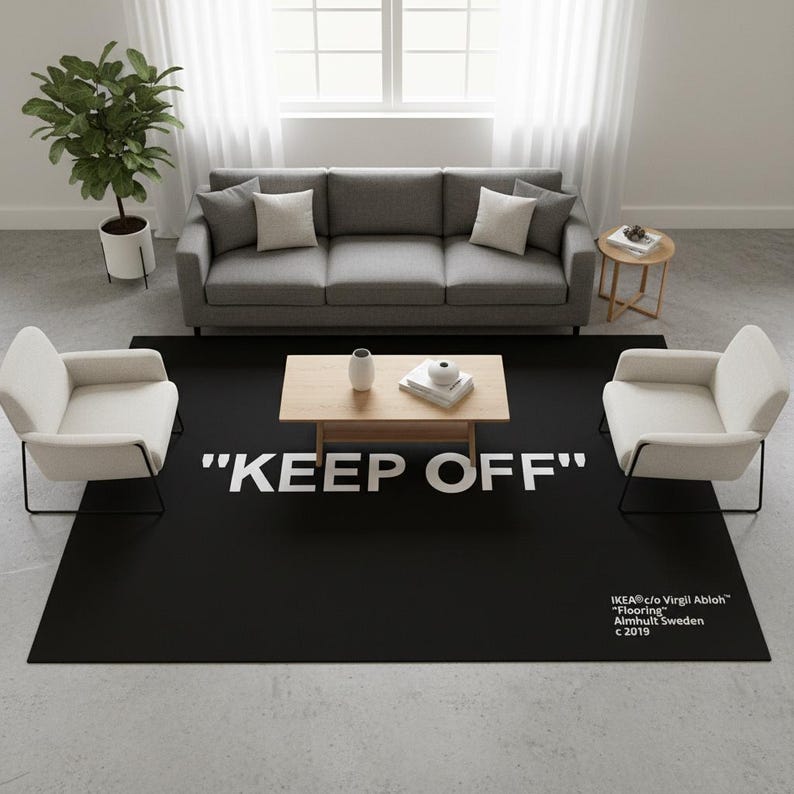 Alfombra de no pisar, Alfombra blanca de no pisar, Alfombra negra de no pisar, Alfombra popular, Decoración Hypebeast, Alfombra personalizable, Alfombra de decoración para el hogar, Alfombra moderna imagen 2