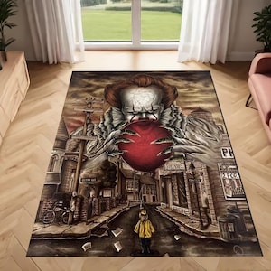Horror Movies Rug,Pennywise Rug,Horror Rug,Halloween Rug, Street Art Rug, Horror Film Characters Rug,  Vhs Horror Rug, Custom Rug