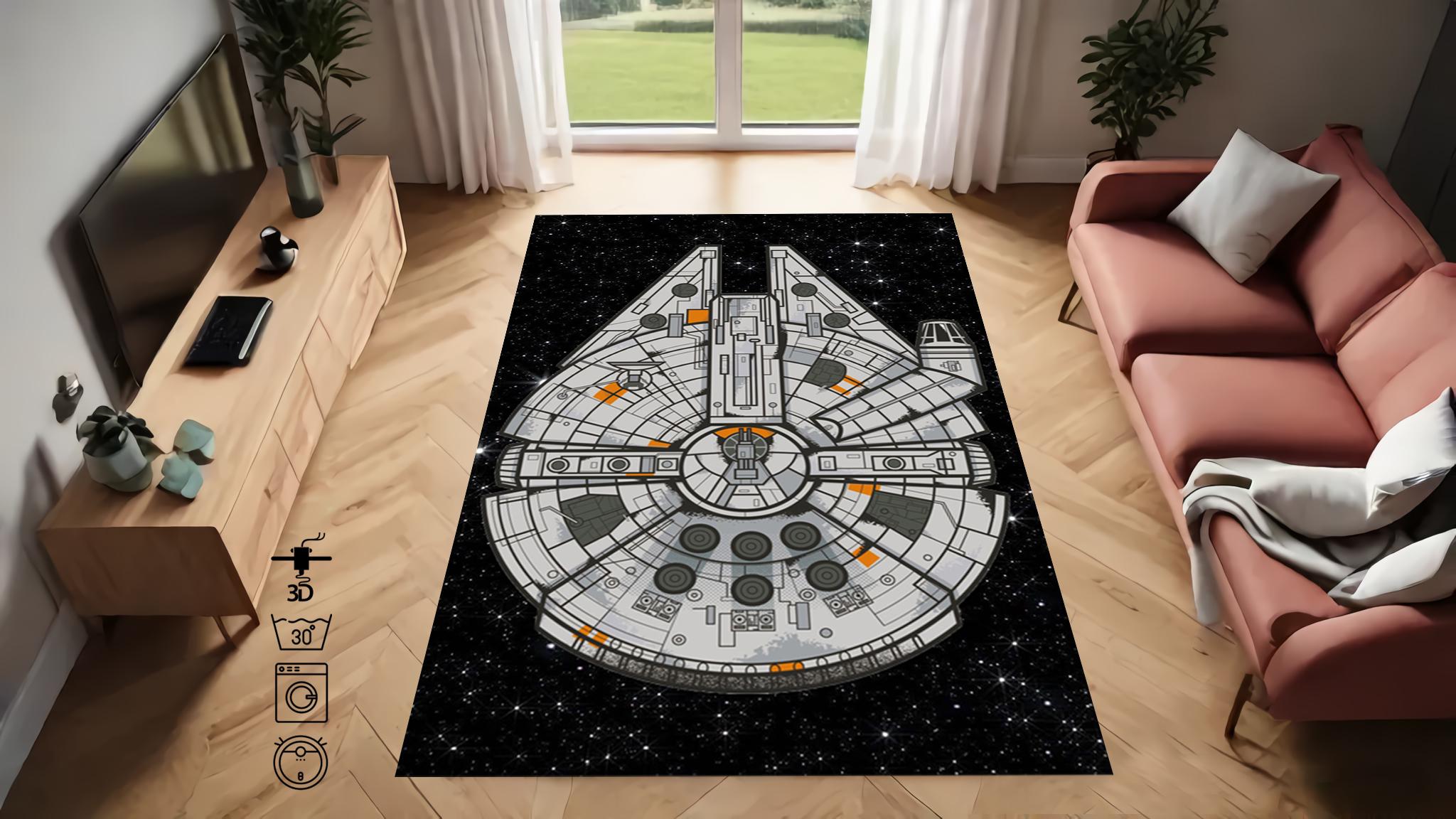 Star Wars, Star Wars Rug, Millenium Falcon, Star Wars Ships, Star