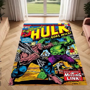 Hulk Covers, The Incredible Hulk Rug,Superhero Hulk Design Rug, Super Hero Comics, Area Rug, Kids Room Decor, Aesthetic Rug, Rug Carpet