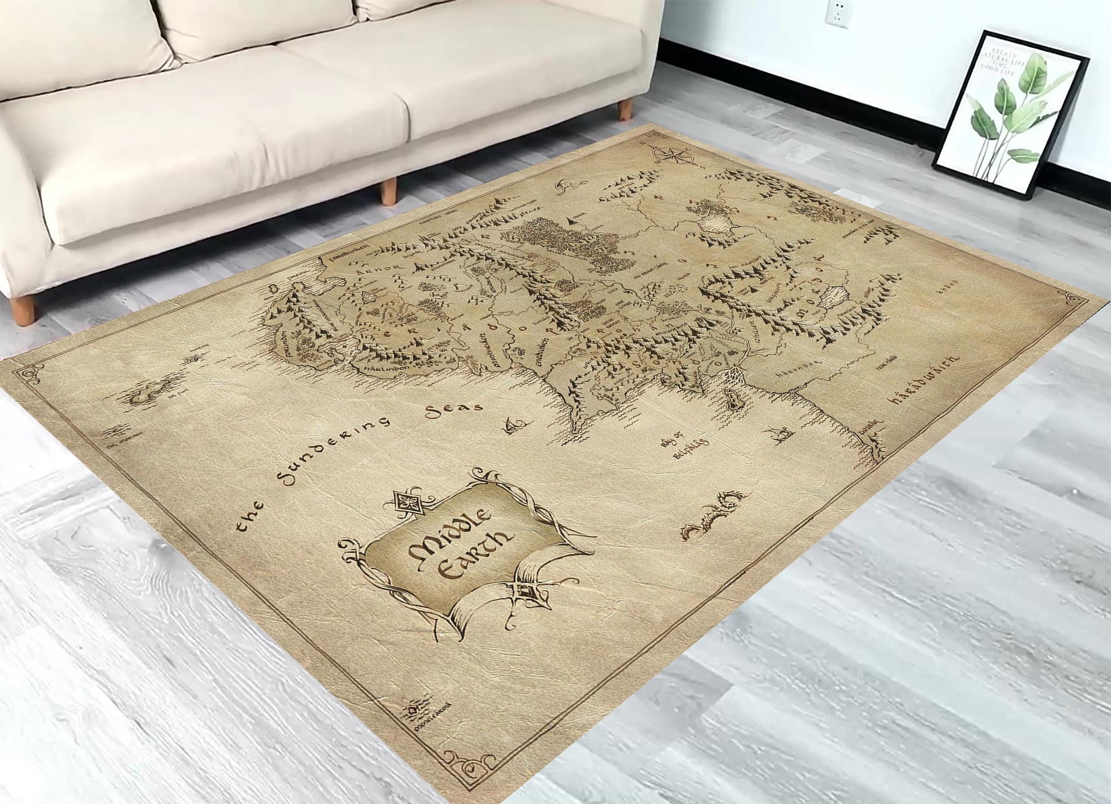 地図　ロードオブザリング　ブランケット　マルチカバー　ラグ　150x120 ロードオブザリングのラグ - Etsy 日本