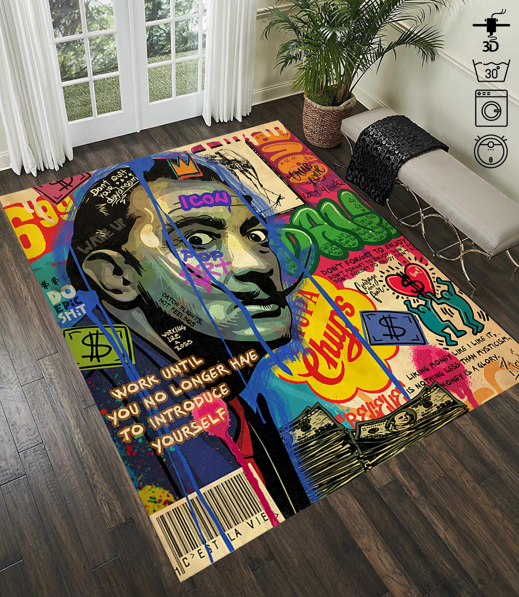 Salvador Dali Graffiti Rug: Street Fashion Pop Art Area Rug - Etsy