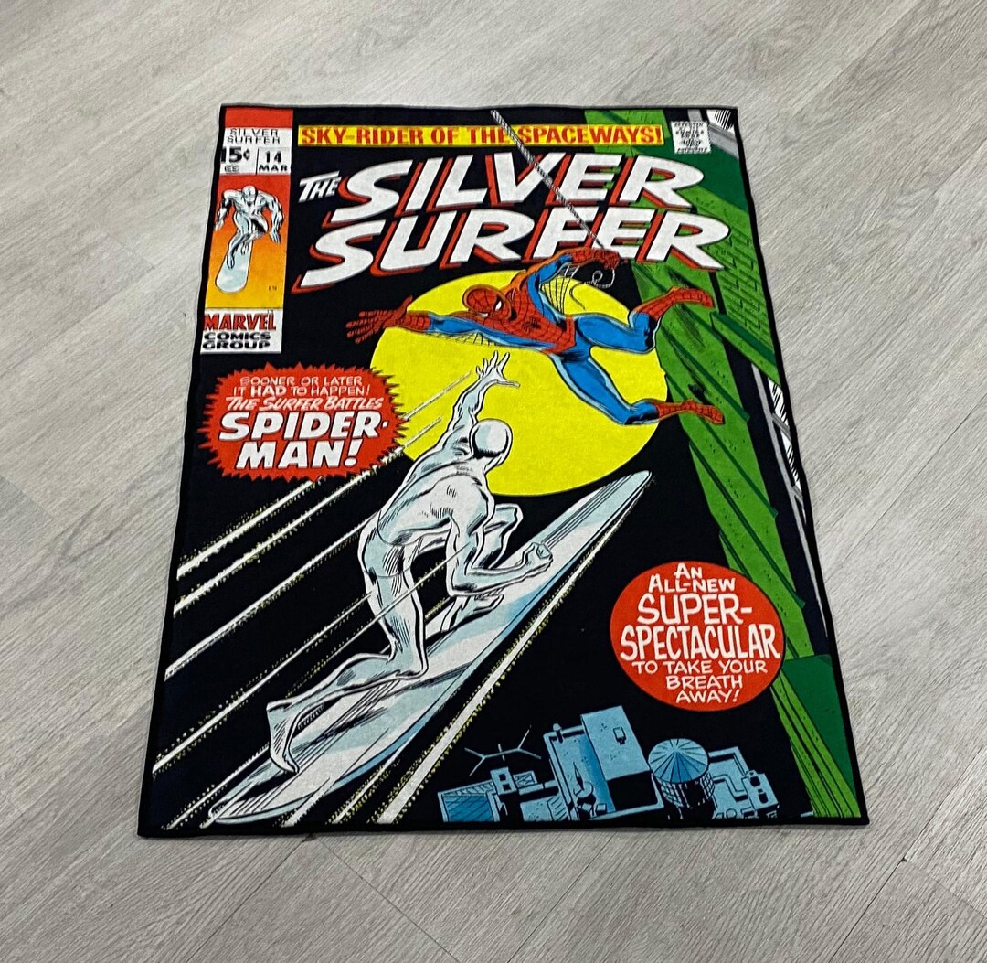 Silver Surfer Comic Book Rug: Retro Cartoon Carpet - Etsy