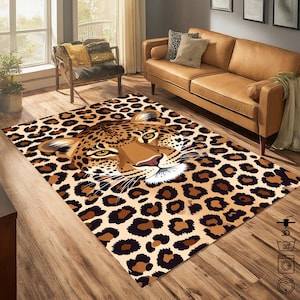 Leopard-Panther-Tiger Patterned Rug,Animal Print Rug,Animal Picture Art, Painting Art Rug, Living Room Rug, Decorative Rugs, Gift Rug Carpet