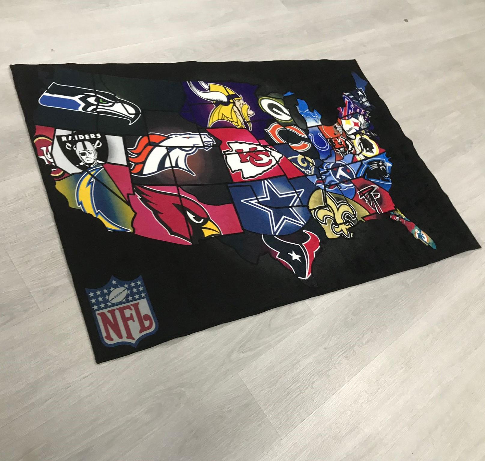 American Football Team Logos Area Rug: Sports Fan Decor - Etsy