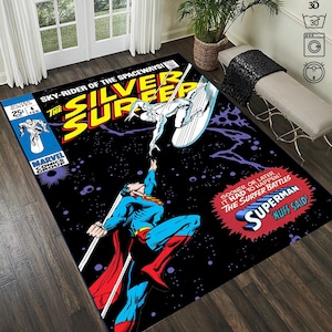 Silver Surfer Comic Book Rug: Retro Cartoon Carpet