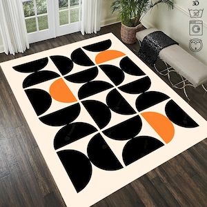 Mid Century Modern Rug: Geometric Abstract Area Rug