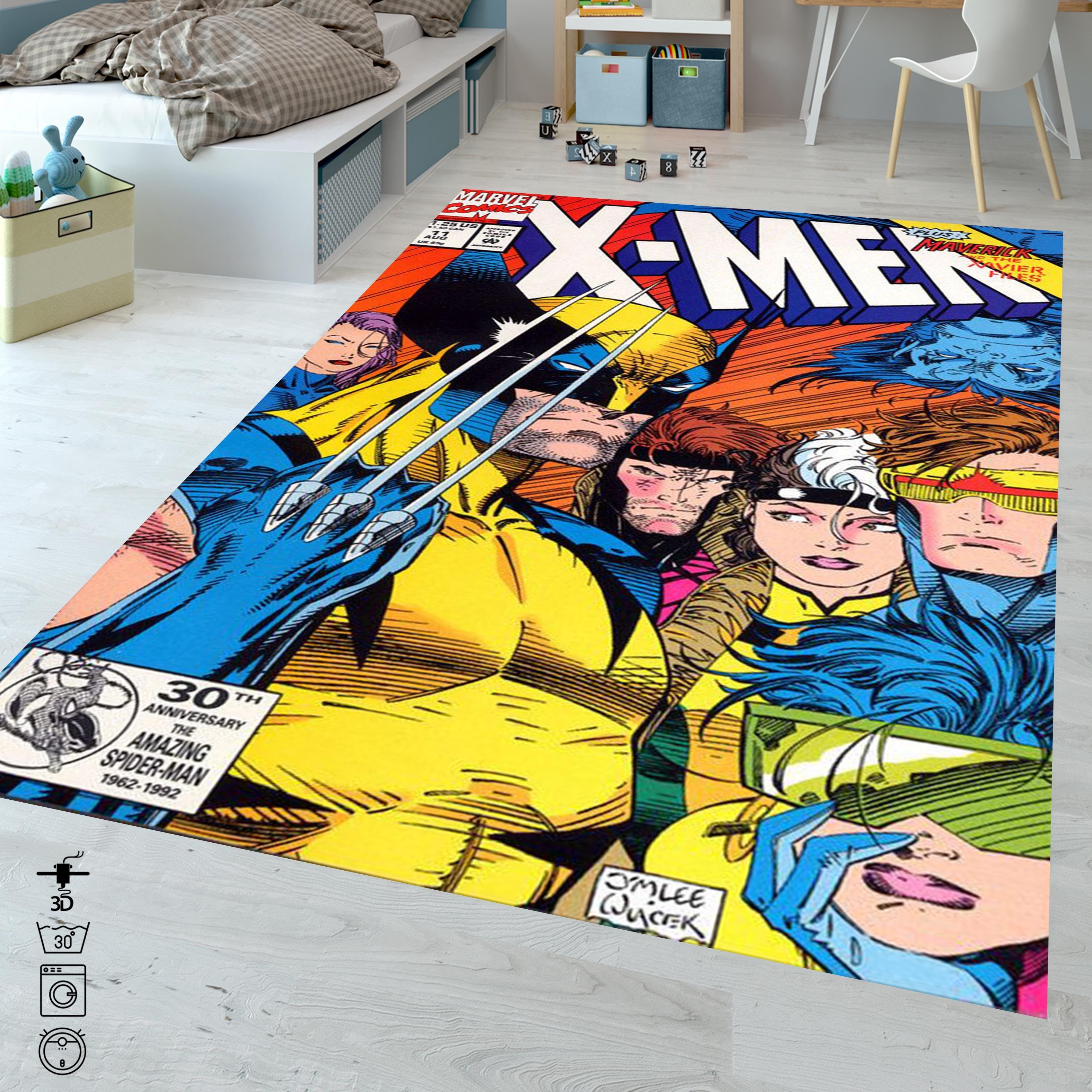 X-メン コミックカバーラグ #11 1992 : レトロなスーパーヒーロー装飾