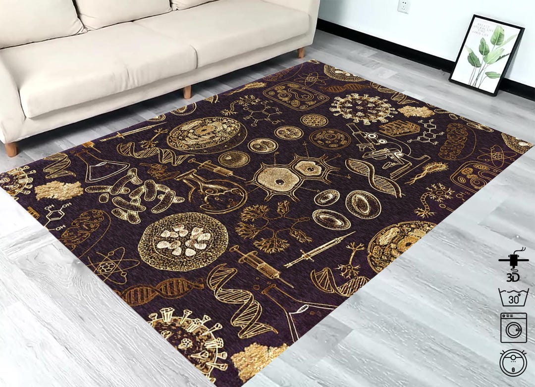 Biology Rug Design Microbiology Rug: Microworld Biology Print Area Rug - Etsy