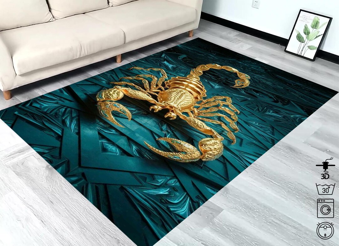 Gold Scorpion Patterned Rug,diamond Animal Aesthetic Rug,animal Print ...
