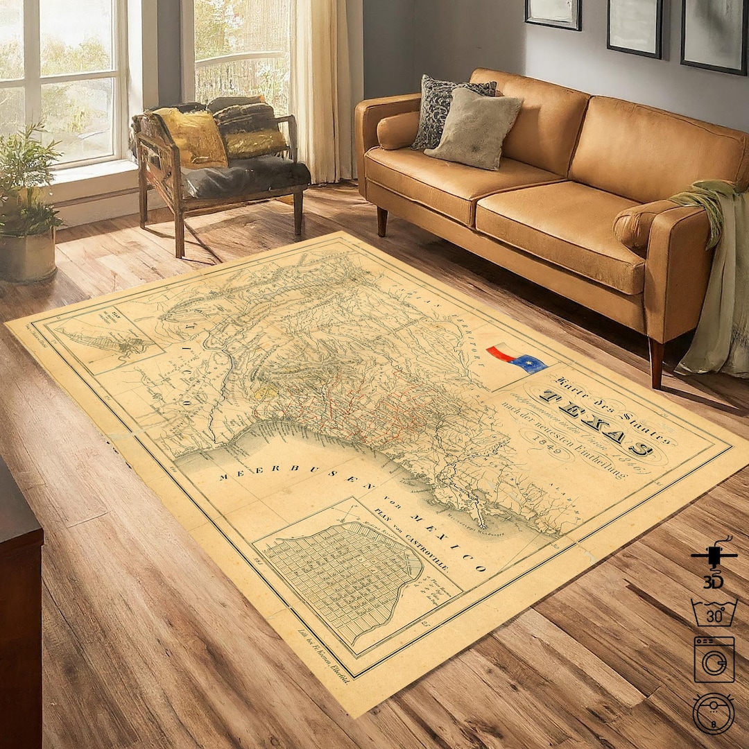 Dallas Map Rug Vintage Texas Map Rug - Western Decor - Customizable Area Carpet - Etsy