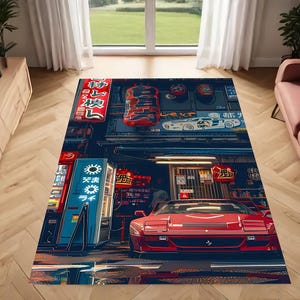 Dark City Rug,Hong Kong City, Anime Rug, Racing Car Rug, Aesthetic Rug, Area Rug, Rug Carpet, Modern Rug, Custom Made Rug, Rugs For Bedroom