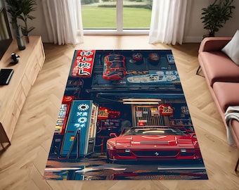 Dark City Rug,Hong Kong City, Anime Rug, Racing Car Rug, Aesthetic Rug, Area Rug, Rug Carpet, Modern Rug, Custom Made Rug, Rugs For Bedroom