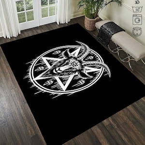 Satanic Pentagram Rug,Satanic Dark Skull Rug,Goatboi Rug, Satanic Decor, Horror Rug, Devil Rug,Devil Board Rug,Custom Rug,Bedroom Rug