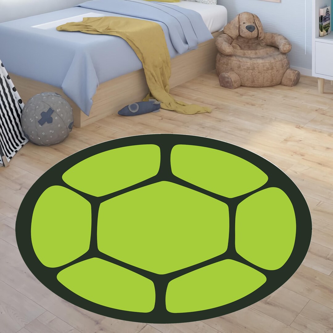 Round Rug Turle Tortoise Shell Rug, Green Shell Rug, Kids Room Decor, Kid Rug, Turtles ...