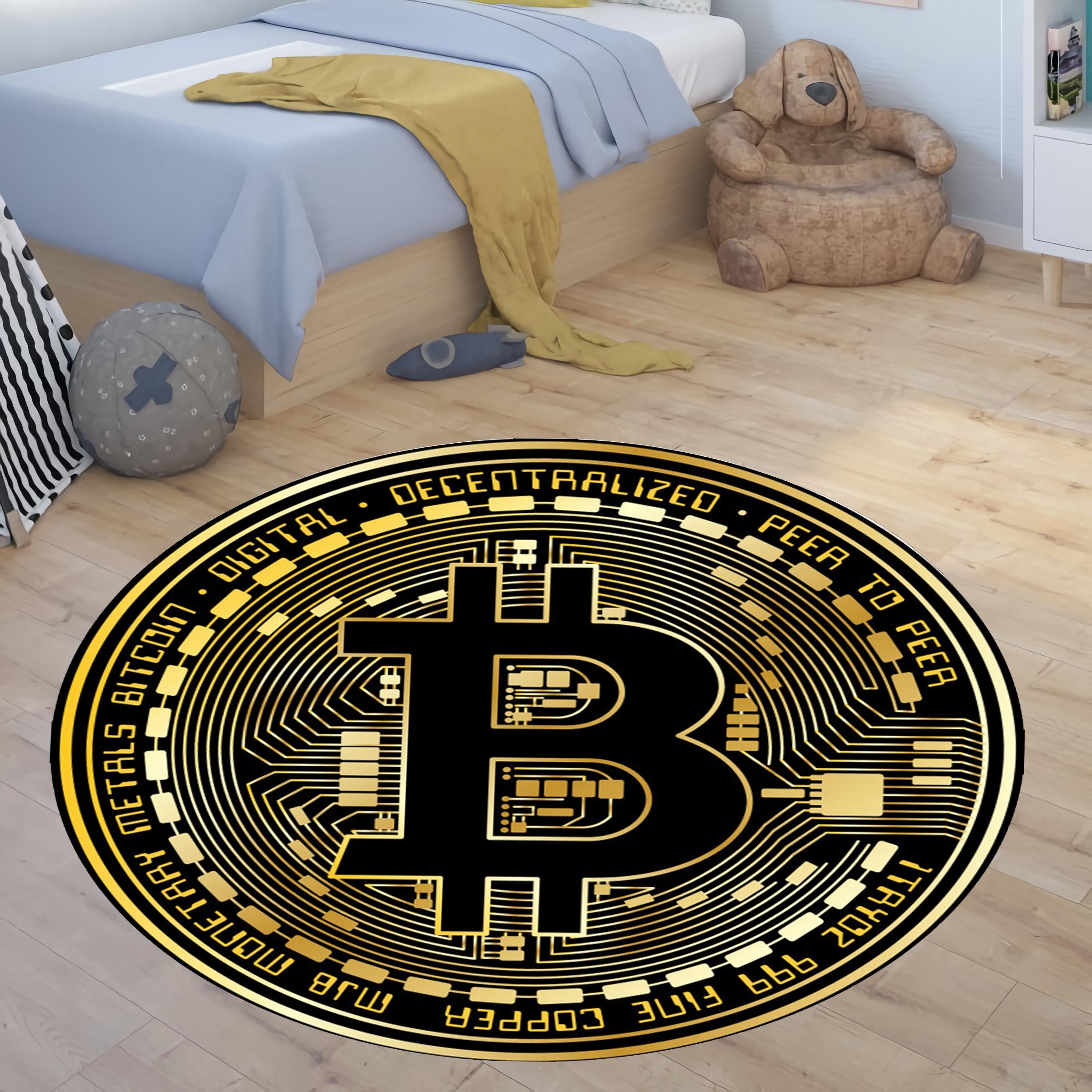 Bitcoin Round Rug: Crypto Office Decor - Etsy Finland